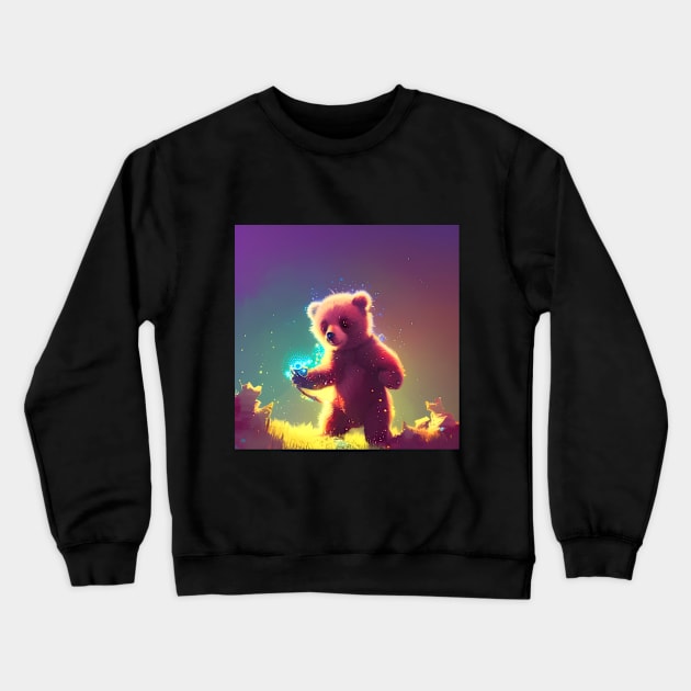 Cute baby bear exploring the world Crewneck Sweatshirt by vickycerdeira